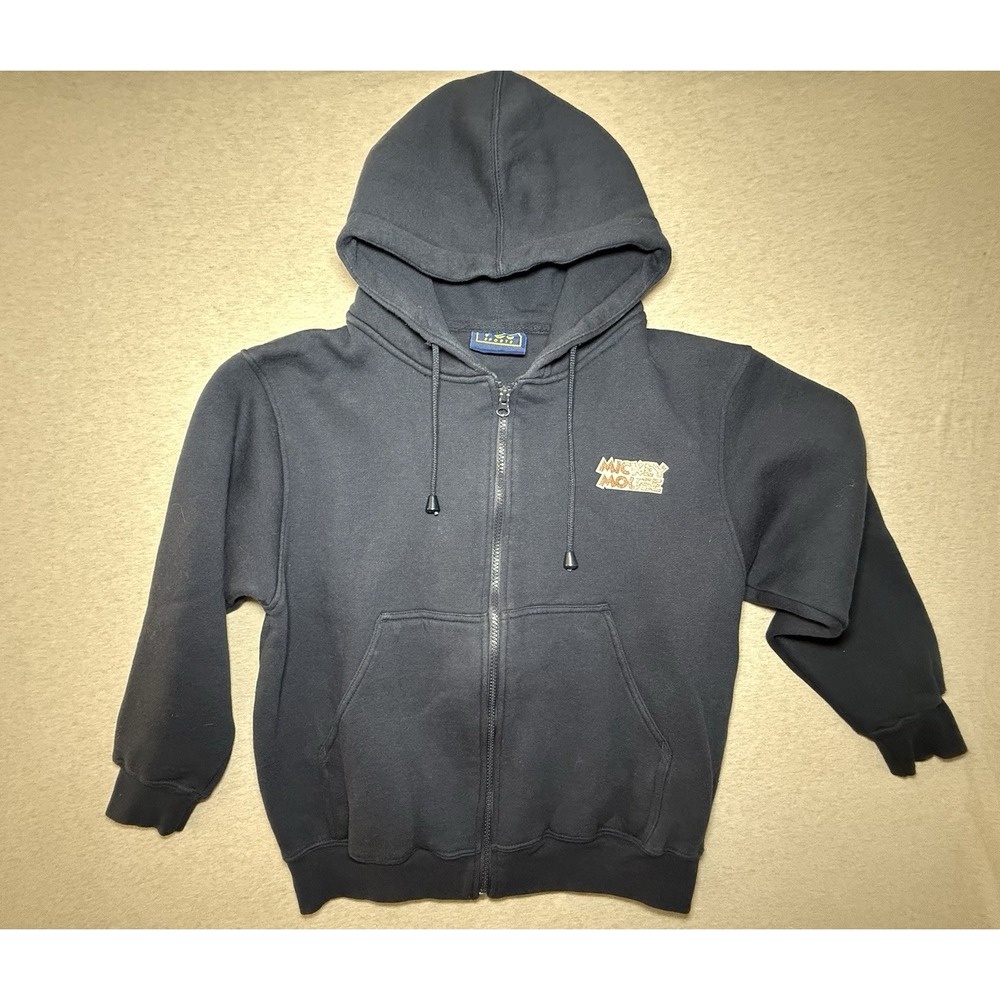 Vos Sports Mickey Mouse Boys Size 16 Zip Up Hooded Navy Blue Sweater